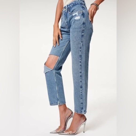 NWT Good American Good 90s Duster Straight Leg Jean in Blue950 - Picture 6 of 8